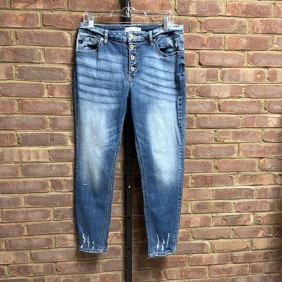 KanCan Women’s High Rise Button Fly Skinny Ankle Blue Jean Size 31 - Picture 2 of 6